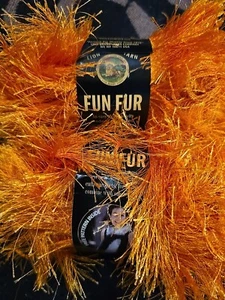 Lion Brand Skeins Fun Fur Eyelash Yarn Color Orange Tangerine #133 Lot Of 2 - Picture 1 of 3
