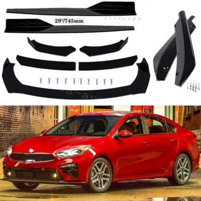 For Kia Forte Sedan/ Front Bumper Lip/ Spoiler Body Kit-Side/ Skirt Glossy Black - Image 1 of 4