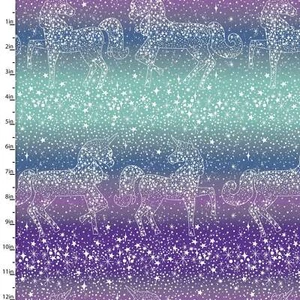 Starlight Star Unicorn Sparkle Glitter Cotton Fabric - Picture 1 of 2