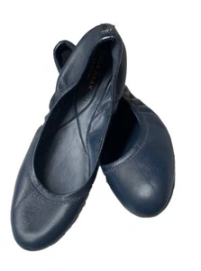 COLE HAAN Blue Leather Ballet Flats Comfort Round Toe Size 7 EUC - Picture 1 of 4