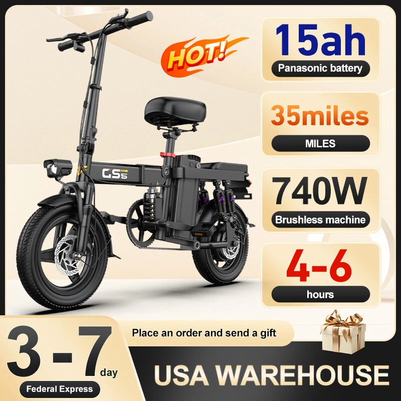 Bicicleta Eléctrica E-Bike 740W 48V 15AH Bicicletas para Adultos 14" Bicicleta Eléctrica Plegable para Adultos Foto 1 de 4