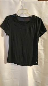 Womens Size Medium Black Sheer Collar Short Sleeve Tee - Picture 1 of 5