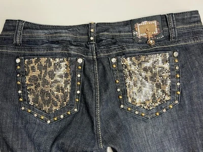 LA Idol Jeans Juniors Sz 13 Slim Straight Embellished Pockets Studded - Image 1 of 4