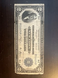 1918 $2 Federal Reserve Bank New York Large Note “Battleship” B-2 - Picture 1 of 8