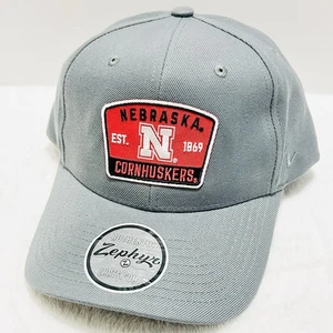 Zephyr Nebraska Cornhuskers Logo Patch Hat Cap Adjustable Snapback Gray NCAA - Picture 1 of 5