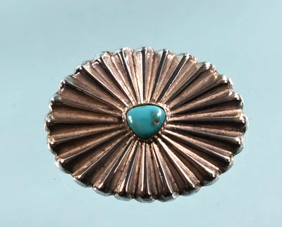Винтаж стерлинговое серебро и бирюза кончо индейская брошь 1.65" - Изображение 1 из 4
