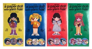 Lote 4 muñecas de papel Whitman SELLADAS con pelo de hilo nuevas en caja Beth Peggy Julie Rachel - Imagen 1 de 6