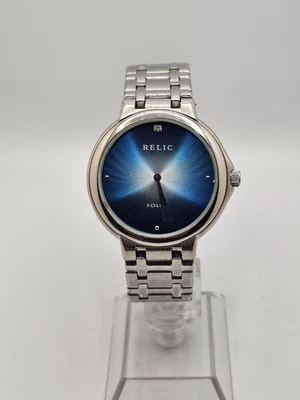 Reloj analógico vintage raro 1997 reliquia folio para hombre con esfera azul plateado eclipse🔥👀 Foto 1 de 4