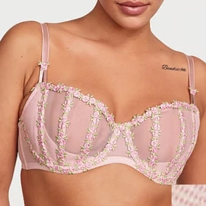 Victoria’s Secret DREAM ANGELS Unlined Balconette Bra Pink Floral 36C NWT - Picture 1 of 4