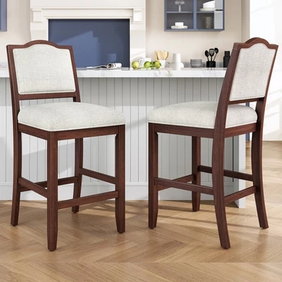 Counter Height Bar Stools 2 Pack Bar Stools with Rubber Wood Frame - Image 1 of 4