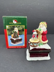 Kurt Adler Navidad Papá Noel con tambor bisagras caja de baratija con caja - Imagen 1 de 5