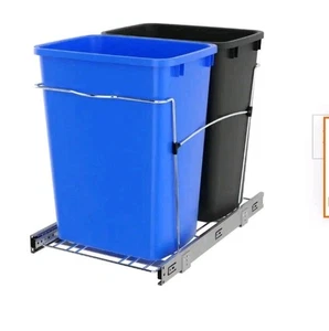 Rev-A-Shelf Double Pullout Trash Can 35 qt. for Kitchen, RV-18KD-2218C-S Check  - Picture 1 of 6