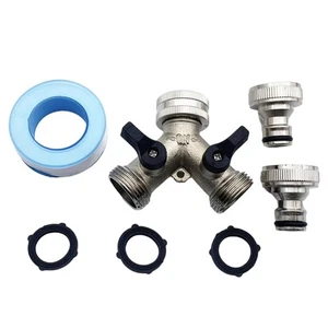 Double Way Water Divider For Outdoor Garden Hose Quick Connection Nipple Design - Picture 1 of 8