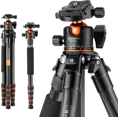 K&F Concept 62 inch Camera Tripod Carbon Fiber Portable Compact Tripods for DSLR - Image 1 of 4