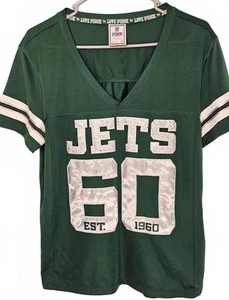 Victoria's Secret LOVE PINK Women's Green NFL Jets Mesh Activewear Jersey Size M - Picture 1 of 10