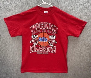 Vintage Wisconsin Badgers Shirt Adult Medium Red NCAA College Sports Y2K Mens - Picture 1 of 10