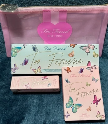 TOO FACED Too Femme Blush Butterfly Babe Eyeshadow Palette Heart Core Lip + Bag - Image 1 of 4