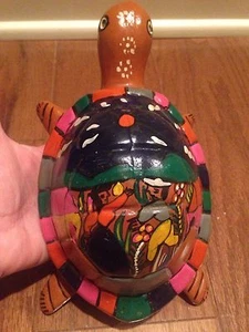 Vintage Mexikaner? Lateinische Redware Keramik Schildkröte handbemalt Frau Mann tanzt - Bild 1 von 9