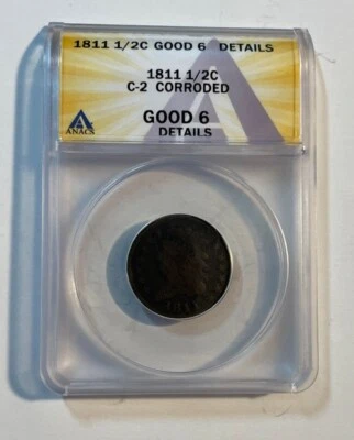 U.S. - 1811 Copper Half Cent (ANACS Good 6 Details) - Image 1 of 4