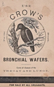 Crows Bronchial Wafers Quack Throat Lungs  Advertising Trade Card A11C - Picture 1 of 2