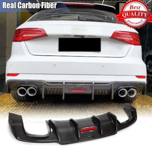 For Audi A3 S-LINE S3 Sportback 2017-2019 Carbon Fiber Rear Bumper Diffuser Lip - Picture 1 of 12