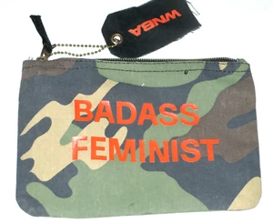 WNBA LOGO BADASS FEMINIST CLASSIC CAMO AVERY COTTON ZIPPERED POUCH -GEMLINE -GD - Picture 1 of 7