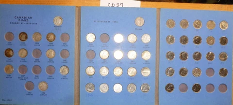 1937 to  1995 Canadian Dime Collection    #CD37  COIN  Canada Silver Cover