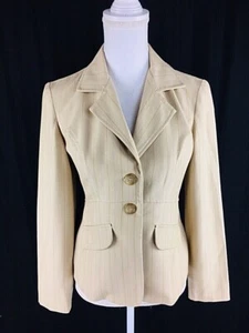 Maurices Womens Sport Coat Blazer Nwt Sz 3/4 Creme Tan Striped Career Stretch - Picture 1 of 9