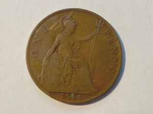 1914 ONE PENNY GEORGIVS V DEI GRA:BRITT:OMN: REX FID:DEF:IND:IMP LOT44 - Picture 1 of 2