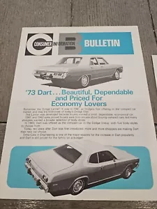 Dodge Dart 1973 boletín de información al consumidor folleto de ventas original - Imagen 1 de 3