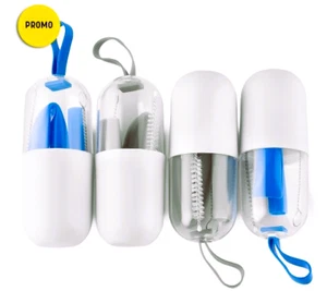Silicone Reusable Straw On The Go TRAVEL Straw w/Case & Cleaning Brush (2 Pack) - Picture 1 of 2