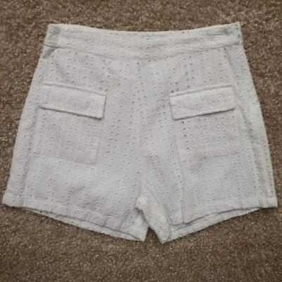 MAYORAL GIRL'S WHITE EYELET DRESS SHORTS SIDE ZIP HIGH RISE FRONT POCKETS NEW - Image 1 of 4
