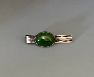 Vintage 1950er Joseph Masaniello JM signierte Sterling, Jade Krawattenklammer/Geldklammer. 8g - Bild 1 von 7
