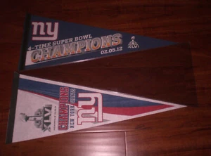 2 NEW YORK GIANTS 2012 SUPER BOWL XLVI CHAMPIONS PENNANTS - Picture 1 of 1
