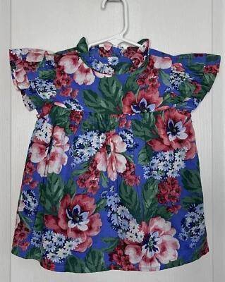Janie and Jack NWT Flutter Sleeve Girls Floral Short Sleeve Shirt Top Sz 5 - Image 1 of 4