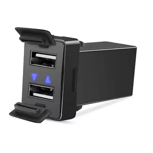 2.1A Dual USB Car Charger Port Power Outlet Blue Led for Toyota Tacoma RAV4 32mm - Picture 1 of 7