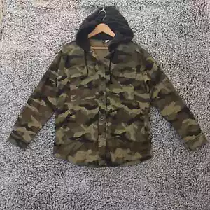 H&M Women Military Jacket Size S Green Hoodie Button Down Army Pockets Cotton - Picture 1 of 12