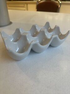 White Ceramic 6 Eggs Tray Holder Half Dozen Crate Storage Case Organiser