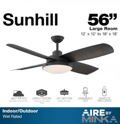 Aire By Minka Sunhill 56" Indoor/Outdoor Sand Black Ceiling Fan w/ Light #04632 - Image 1 of 4