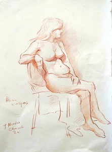 Akademische Skizze schnelle Zeichnung Anatomie Mädchen Frauen weiblicher Akt nackt Figur Kunst - Bild 1 von 1