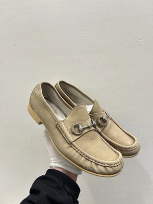 Gucci Beige Gamuza Jordaan Mocasines Conductores Barco Zapatos US 9 UK 10 US 43 EU Y48 Foto 1 de 4
