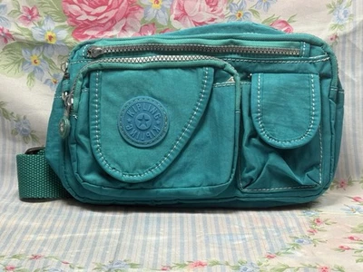 Riñonera Kipling verde azulado riñonera bolsa de cintura 7x11” multi bolsillo nailon faltan tiradores  Foto 1 de 4