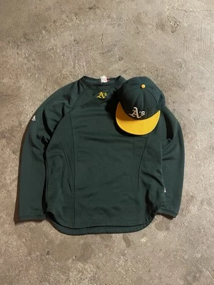 Vintage MAJESTIC Oakland Athletics A's Jersey Mens Large Green MLB Shirt Sweater - Image 1 of 4