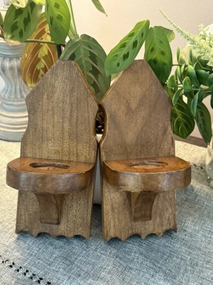 Rustic Wood Candle Wall Sconces Set of 2 - Image 1 of 4