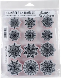 Tim Holtz Cling Stempel 7"X8,5" - Mini Swirley Schneeflocken - Bild 1 von 1