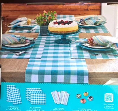 Encantador juego de ropa de mesa a rayas a cuadros The Pioneer Woman 13 piezas servilletas de guinga Nuevo en paquete Foto 1 de 4