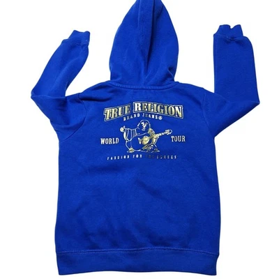 Sudadera con Capucha True Religion Niño Pequeño Talla 4T Azul Dorado Cremallera Completa Foto 1 de 4