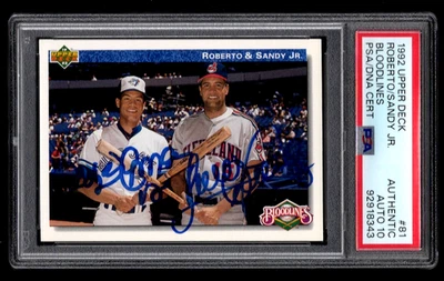 ROBERTO & SANDY ALOMAR SIGNED 1992 UPPER DECK CARD #81 AUTOGRAPHED PSA/DNA 10 - Image 1 of 2