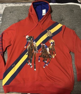 Polo Ralph Lauren Sudadera con Capucha Estampado a Juego Hombres XL Ecuestre 3 Jinetes PRL NUEVO CON ETIQUETAS $298 Foto 1 de 3
