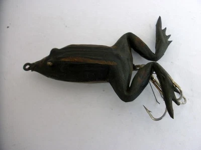 Vintage Soft Rubber Frog Fishing Lure, Maker Unknown, 3 1/2 Inch - Image 1 of 4